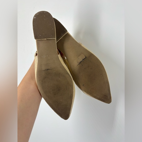 Dolce Vita Rattan Woven Pointed Toe Slingback Sandals Tan Beige 10 - Picture 2 of 3